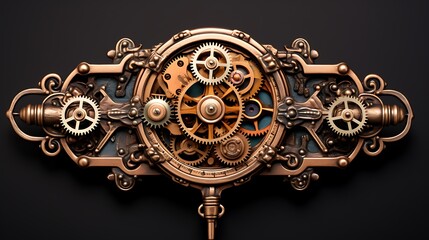 Steampunk-themed key holder amidst gears and metallic finishes