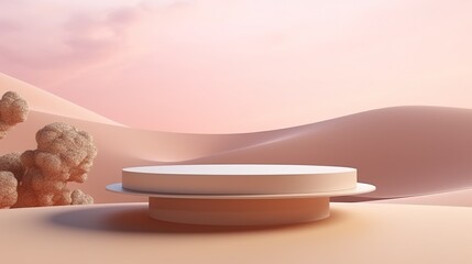 Blank product podium, stand. Copy space for cosmetic Product and Package Presentation. Abstract background Scene. 3d rendering, generative ai,