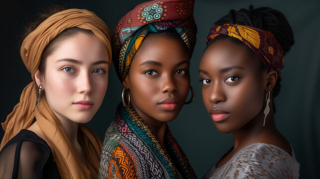 Portraits models from different cultural backgrounds.