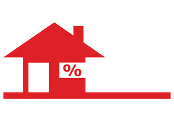 Red Real Estate Icon Isolated on White