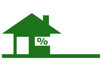 Green Real Estate Icon Isolated on White