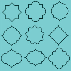 set of islamic frame icons element collection. suitable for banner, flyer, or poster ramadhan, syawal, hajj, adha celebration