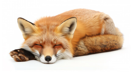 Sleeping fox in a peaceful pose.