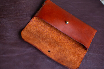 Leather glasses case handmade craftmanship working on leather