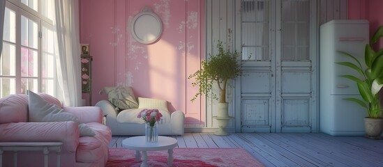 Background, shabby chic style interior decoration, banner format.