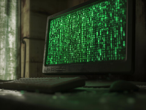 Old computers with strange letters indicate a hack or takeover.