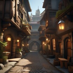 Fantasy city of thieves, Lawless city ruled by thieves' guilds and shadowy criminals amidst narrow alleyways and secret passages4 - obrazy, fototapety, plakaty