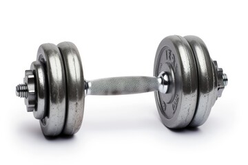 Naklejka premium Isolated white background with a steel dumbbell