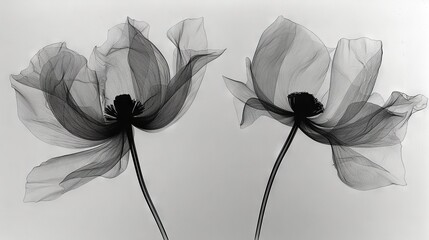 abstract gentle transparent flowers, cyber silverpoint impressionism.