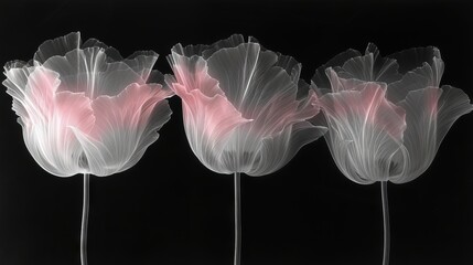 abstract gentle transparent flowers, cyber silverpoint impressionism.