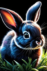 Cute Colourful Baby Bunny Illustration, Adorable Multicoloured Bunny Wallpaper, Cute baby rabbit wallpaper, cute baby animals for kid's room decoration, Kid's wall art, Cute beautiful baby animals