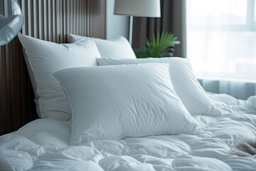 Soft and comfortable white pillows on the bed