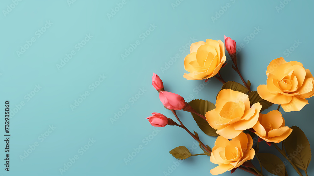 Wall mural Women's Day, Valentine's Day, Mother's Day background concept, empty floral background with copy space