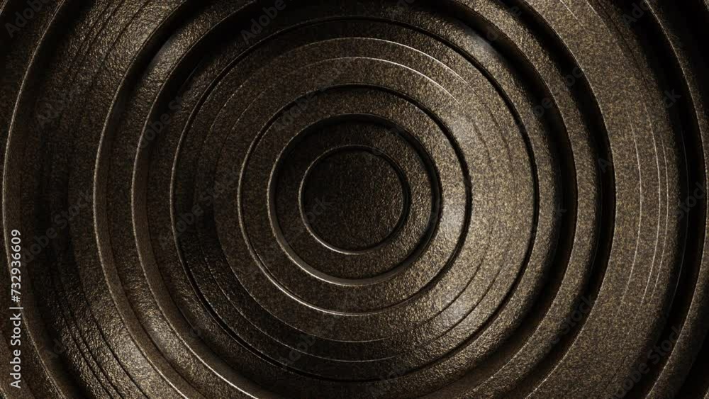 Poster realistic abstract looping 3d animation of the moving textured powder coated steel radial pattern re