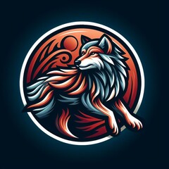 The wolf logo design isolated on simple background 