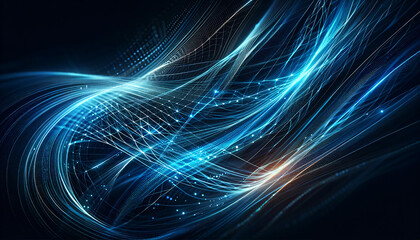 glowing blue mesh or interwoven lines on a dark background