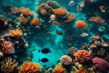 Cercles muraux Récifs coralliens coral reef in the sea