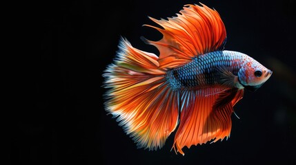 siamese Fighting on black background in the aquarium