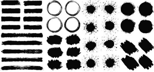 Keuken spatwand met foto Big vector set of blots, grunge black paint, ink brush strokes. Grunge circle freehand drawing, Ink splatters, grungy painted lines, brush strokes, brushes, grungy. Dirty artistic design elements. © Designflowbd