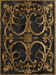 Fototapeta na wymiar Abstract ornamental vintage aesthetics marble framed wall hanging, in the style of intricate frescoes ceiling design. Luxurious baroque style patchwork patterns. Decorative borders with gold.