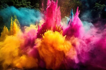 Celebrating Holi's Vibrant Traditions. A Celebration of Vibrant Colors, Joyful Dance, Traditional Music, and Community Unity, Bringing Renewal, Happiness, and Love in a Festival of Life and Laughter. - obrazy, fototapety, plakaty