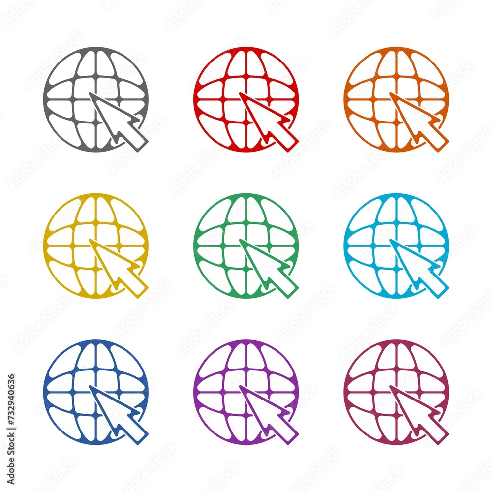Poster go to web sign icon isolated on white background. set icons colorful