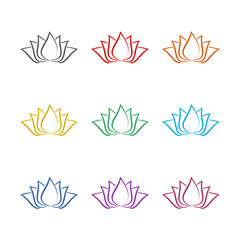 Lotus flower design icon isolated on white background. Set icons colorful