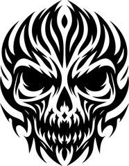 modern tribal tattoo skulls, abstract line art of mythological creatures, fantasy, minimalist contour. Vector

