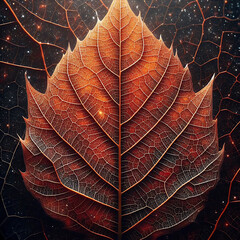 autumn leaf falling revealing intricate leaf vein
