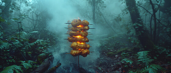 a large grill with a lot of food on it