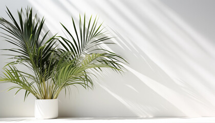 A Kentia Palm with its graceful fronds creating isolated, white background