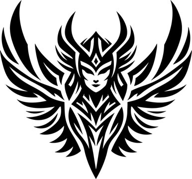 recommend clip art: modern tribal tattoo valkyrie, abstract line art, minimalist contour. Vector