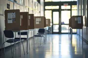 Election Day showing voting booths, polling stations, and voters