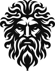 modern tribal tattoo zeus, poseidon,  abstract line art, minimalist contour. Vector