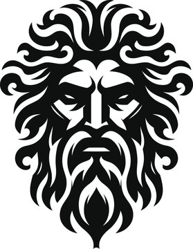 recommend clip art: modern tribal tattoo zeus, poseidon,  abstract line art, minimalist contour. Vector