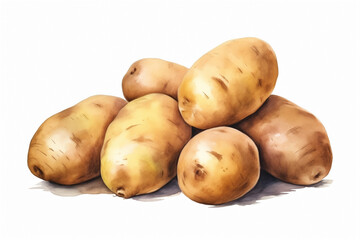 watercolor potatoes isolated on white