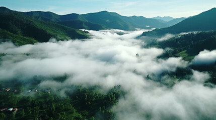 fog in the mountains  high definition(hd) photographic creative image