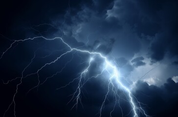 Lightning strike on a cloudy dramatic stormy sky.