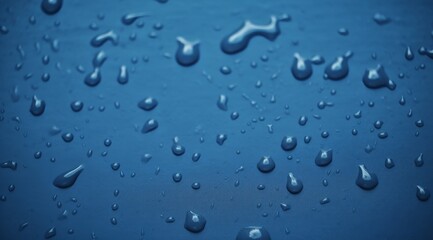 Blue Water droplets on glass