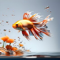 Brightly colored ornamental fish swimming.