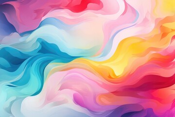 Obraz premium Colorful swirling dreams. Cloud background, Neon colorful smoke clouds on a dark background, gradient background, neon glow. Motion Color drop in water. Ai generated