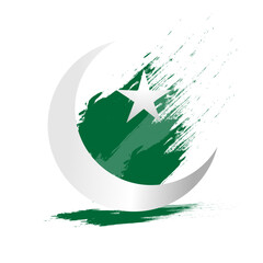 Pakistan flage symbol chand tara vector png  - obrazy, fototapety, plakaty