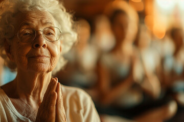 portrait of a senior woman pray/meditation concept
