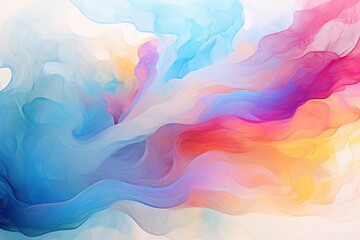 Obraz premium Colorful swirling dreams. Cloud background, Neon colorful smoke clouds on a dark background, gradient background, neon glow. Motion Color drop in water. Ai generated