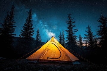 Camp out with tent in park professional photography