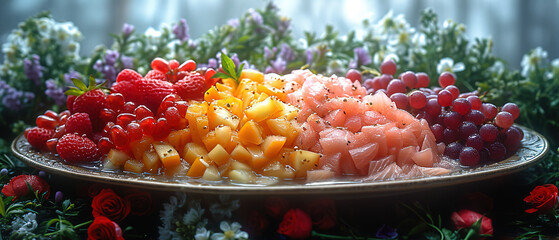 a plate of fruit that is sitting on a table