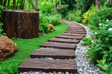 Tuinposter outdoor grass in backyard landscaping style inspiration ideas © NikahGeh