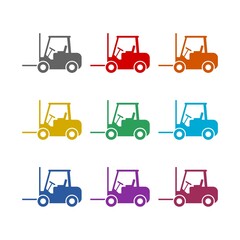 Forklift icon isolated on white background. Set icons colorful
