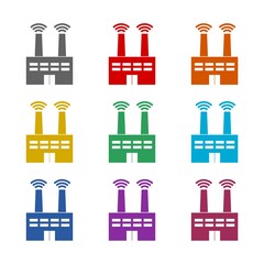 Smart factory icon isolated on white background. Set icons colorful