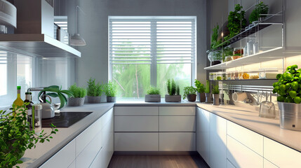 Modern Kitchen with Integrated Sustainable Features
